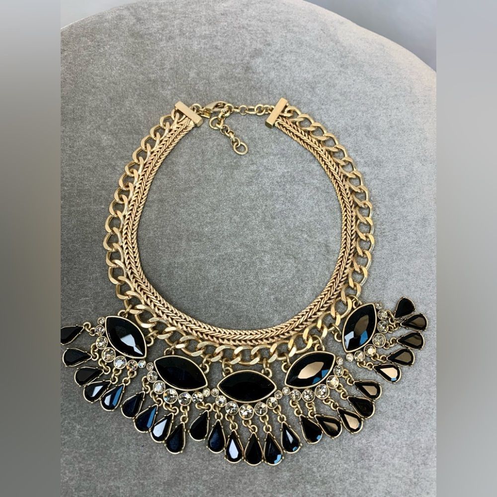 Banana Republic Black and Gold Crystal Necklace